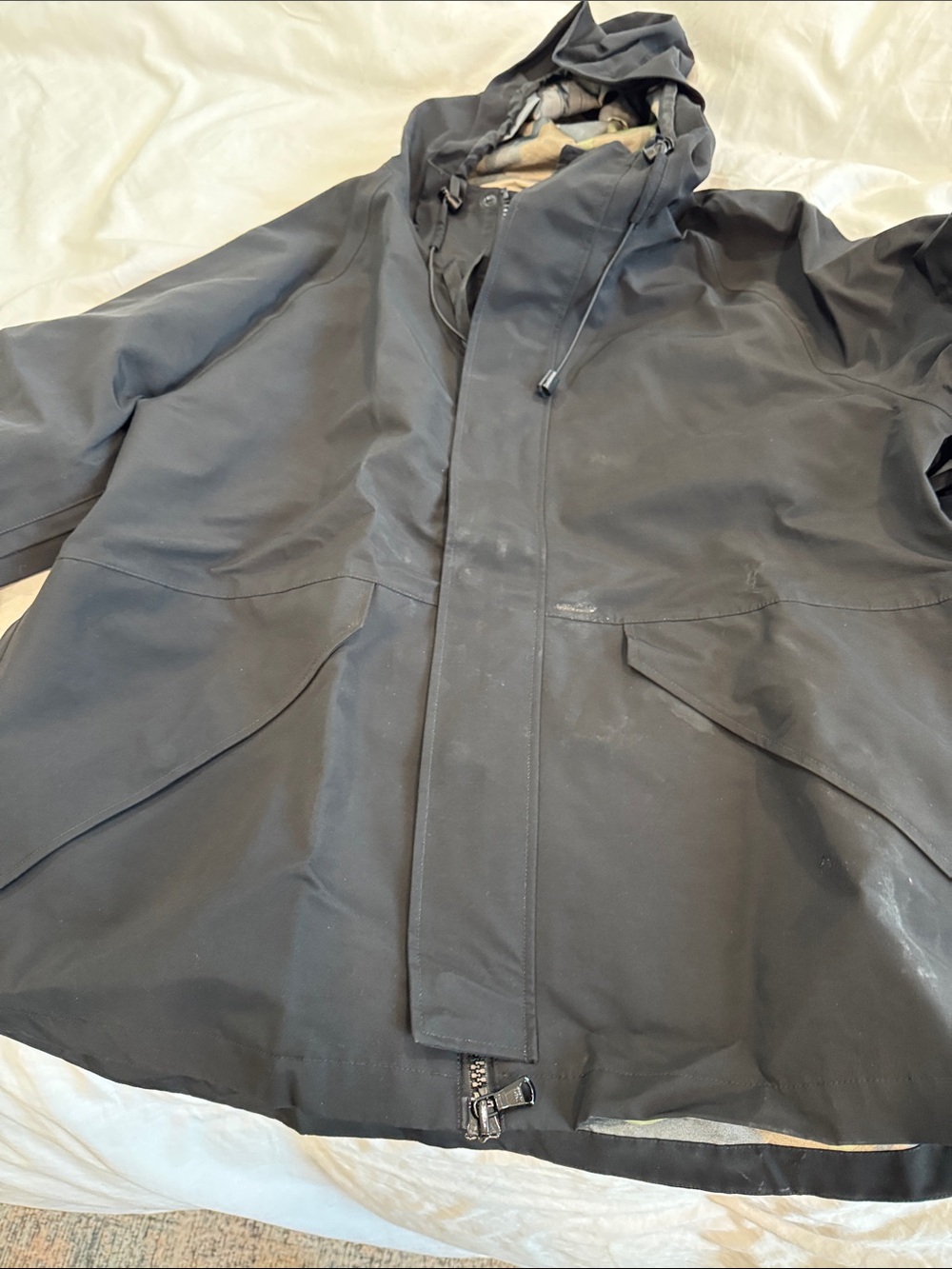 J. Crew Black Hooded Raincoat